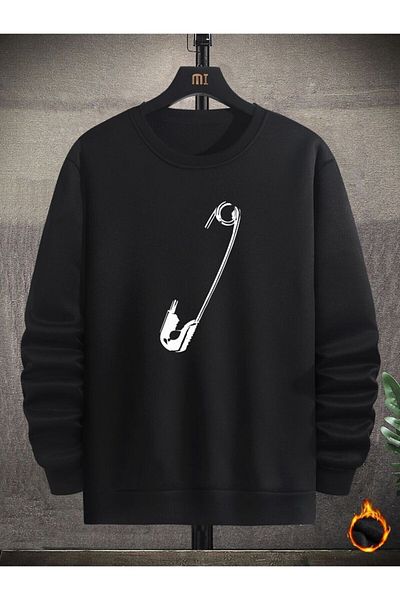 Pisa Art Hanorac oversize unisex cu imprimeu negru cu decolteu
