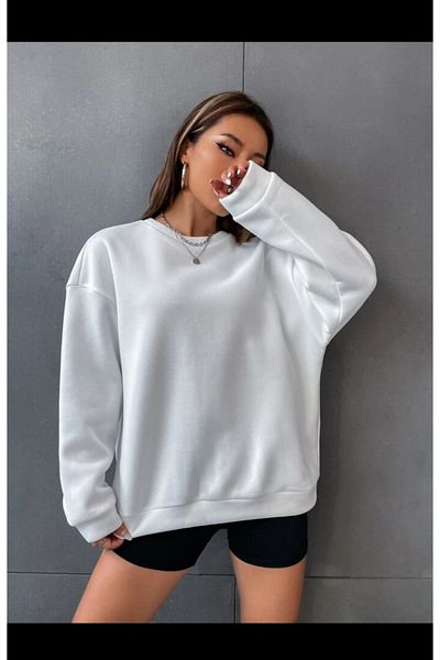 Pisa Art Hanorac oversize unisex cu imprimeu gri cu decolteu