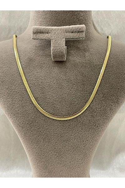stainless steell قلادة نسائية من الفولاذ عالي الجودة بسلسلة إيطالية (ذهبي)