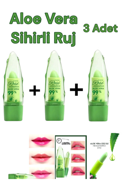 Rose Sihirli Ruj Aloe Vera’lı 3 Adet