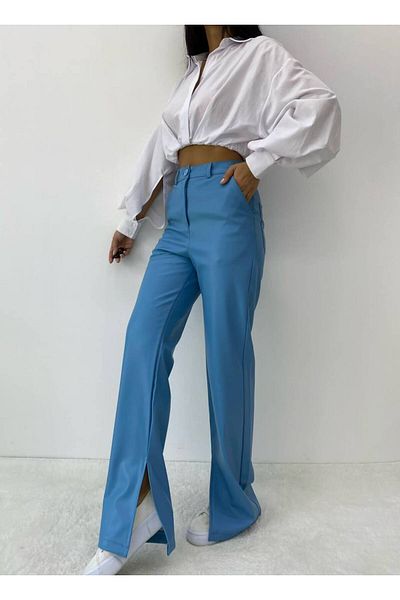 Sachistanbul Pantaloni din piele cu fante pe picior