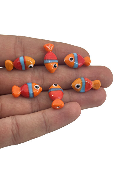 Selvi Konsept Murano Cam Balık Boncuk Turuncu Gökkuşağı 5 Adet