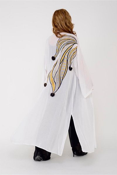 Hazinedan Kimono/Caftan cu model cu pene