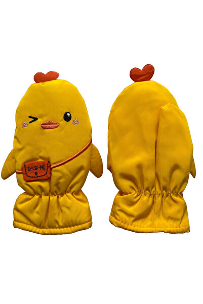 İşnar Parmaksız Çocuk Kar Eldiveni 2-4 Yaş Sarı Civciv Model 0050