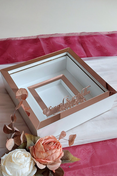 Verda Çerçeve 25x25 Cm White-rosegold Photo Section Memory Frame-6 Cm Depth Memory Frame-