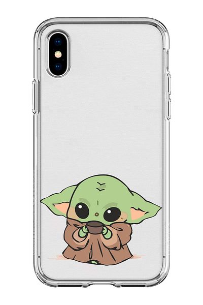 FocusCover حافظة هاتف من السيليكون الشفاف بتصميم Baby Yoda متوافقة مع هاتف Iphone X / Xs
