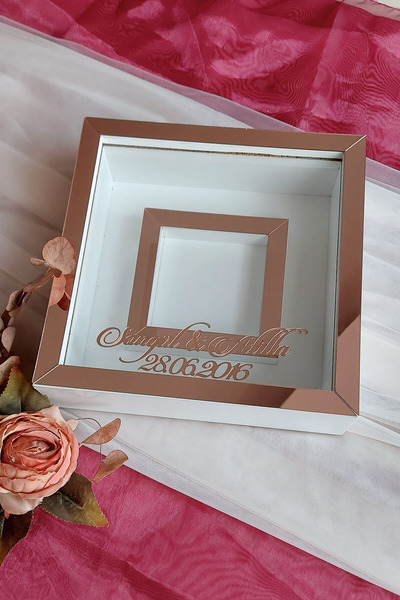 Verda Çerçeve 25x25 Cm White-rosegold Photo Section Memory Frame-6 Cm Depth Memory Frame-