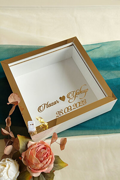 Verda Çerçeve 25x25 Cm Beyaz-bronz Ledli Derin Anı Çerçevesi-6 Cm Derinlikli ...