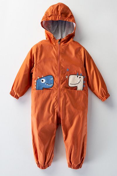 PODİUM GİYİM NEW SEASON CUTE DRAGONS WITH POCKET COTTON LINED HOODED KIDS&BABY RAINCOAT JUMPSUIT COAT