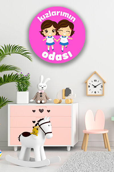 Nod Model de pictură pentru cameră pentru fete gemene, ușă din lemn pentru copii mici, ornament de perete, decor pentru copii gemeni