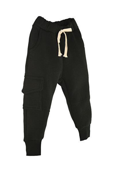 Catz Kids Παιδικό παντελόνι αθλητικής φόρμας - Μαύρο χτενισμένο βαμβακερό με 3 κλωστές