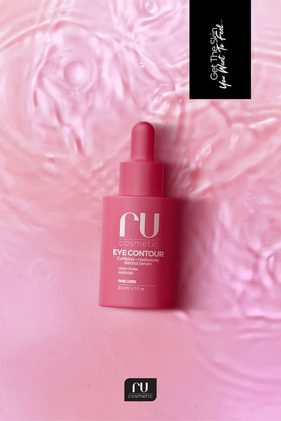 ru cosmetic Under Eye Serum, Under Eye Dark Circles, Goose Feet Caffeine, Hyaluronic Acid Moisturizing Brightening 30 ml
