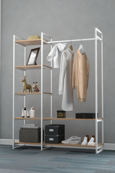 Cosargroup Elbise Dolabı Metal Aksamlı Açık Dolap Organizer Askılık