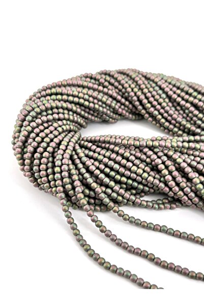 Selvi Konsept 4 mm Yuvarlak Hematit Doğal Taş Ebruli 1 Dizi