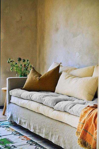 miyolin Linen Seat Pad, Washable Mattress, Linen Seat Cushion, Fiber Filled Seat Cover, 150x70