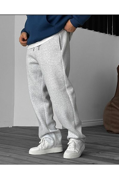 FİTGO Men's Gray Baggy Cut Tracksuit Bottom