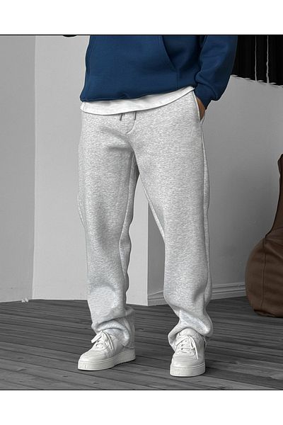 FİTGO Men's Gray Baggy Cut Tracksuit Bottom