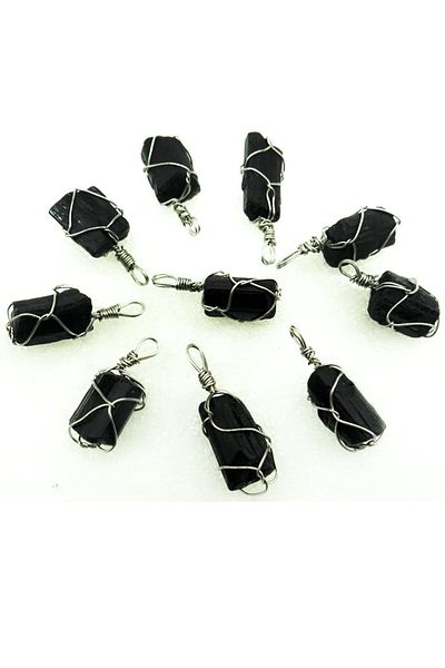 Tesbih Atölyesi Certified Leather String Wire Wrapped Black Tourmaline Stone Necklace