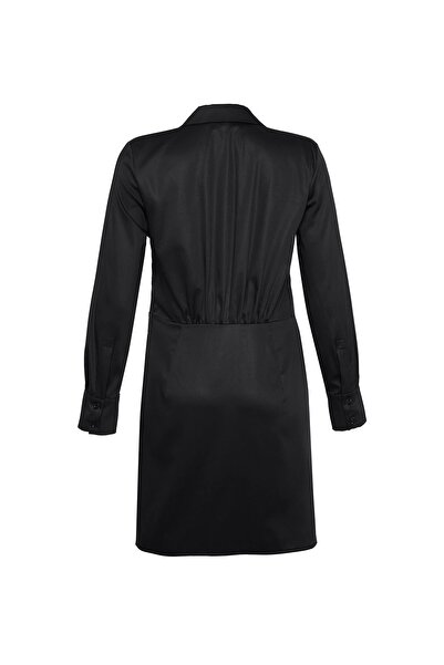 Beauty Omelette Drapeli Poplin Mini Gömlek Elbise