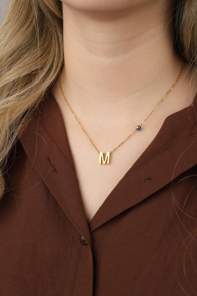 Jack Ferrero Women's Steel Color Non-Throwing Letter Necklace