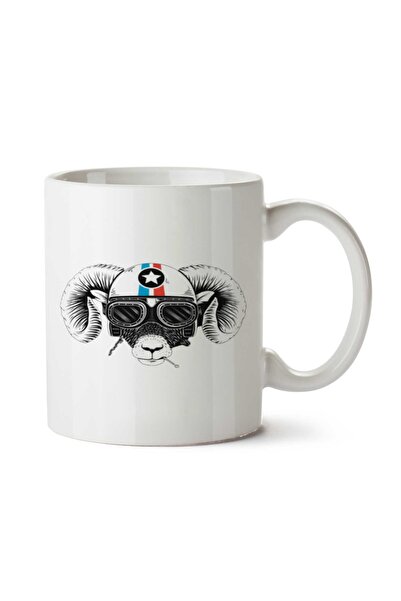 ART HEDİYE Skull Coach Helmet Glasses Two Sided Printed Mug Cup