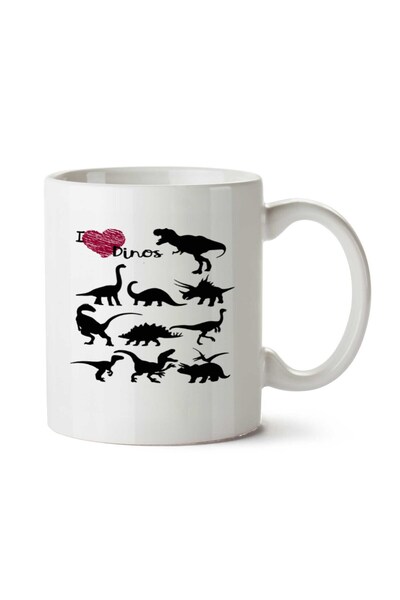 ART HEDİYE كوب مطبوع على الجانبين من Eu Amo Dinossáuros
