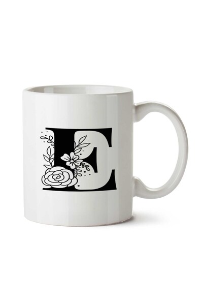 ART HEDİYE كوب بطبعة حرف E على الجانبين