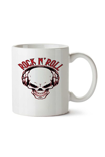 ART HEDİYE كوب جمجمة جمجمة روك أند رول مطبوع على الجانبين