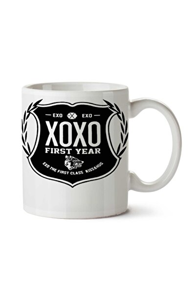 ART HEDİYE كوب EXO XOXO Crest (الإصدار الأسود) مطبوع على الجانبين