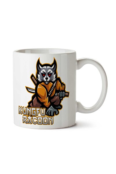 ART HEDİYE كوب كونغفو راكون مطبوع على الجانبين