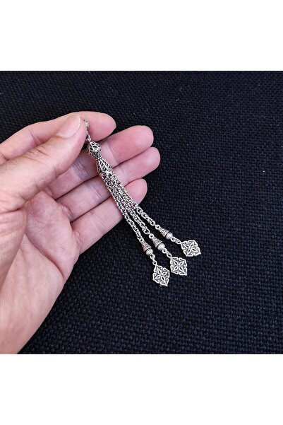 Vip Kehribar 3 Dallı Gümüş Kaplama Pirinç Püskül | Yıldız Model