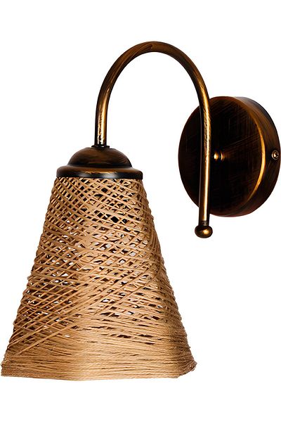 Bozyaka Aydınlatma Diamond Decorative Black with Gold Patinated Metal Body and Wicker Accessory Wall Sconce