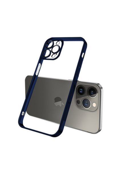 Ally iPhone 13 Pro 6.1 Fashion Series Renkli Kenar Lazer Çerçeveli Silikon Kılıf