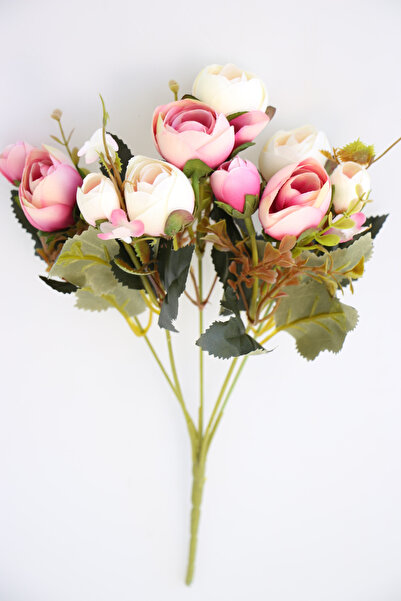 Yapay Çiçek Deposu Brussels Peony Rose Bunch (Cream-Pink)