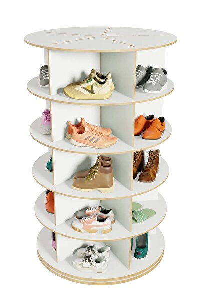 Mionte Flat-Pack 360° Dönen Ayakkabı Rafı ,yuvarlak, Dönen Ayakkabı Kulesi, Roundy Ayakkabılık