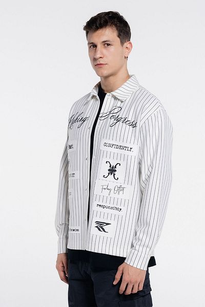 Friday Offset Ανδρικό μπουφάν Noa Off-White Extra Oversize πουκάμισο