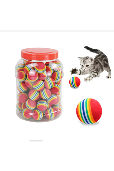 HelloBeautiful Rainbow Renkli Kedi Topu Köpek Topu 3.5 Cm 1 Adet