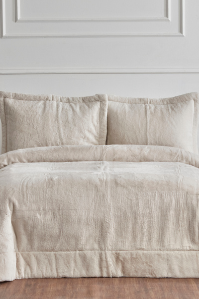 Karaca Home Fluffy Çift Kişilik Kürk Yatak Örtüsü Bej