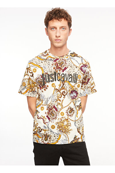 Just Cavalli Bisiklet Yaka Krem Erkek T-Shirt 75OAH6R3