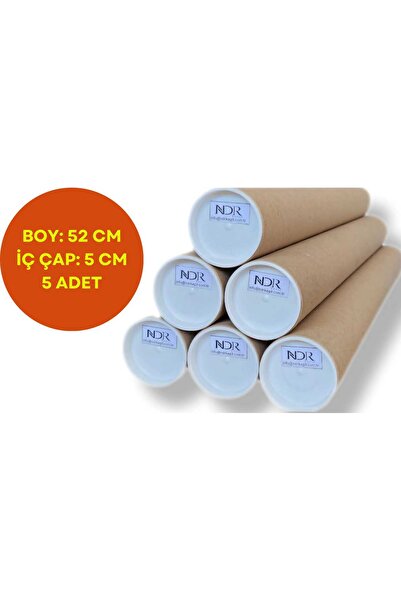 NDR AMBALAJ Postüp Silindir Kapaklı 52cm Boy 5cm Iç Çap 5 Adet Kargo Kutusu (MASURA)