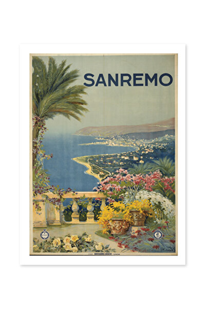 Beril Yamaç Design Studio Reproducere de afiș decorativ vintage Sanremo, artă...