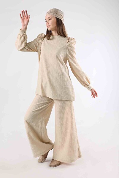 ZÜLAYS Balon Kol Pantolonlu Takım Taş