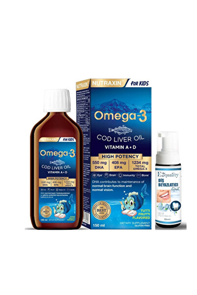 Nutraxin For Kids Omega-3 Balık Yağı Takviye Edici Gıda 150 ml- Diş Beyazlatı...