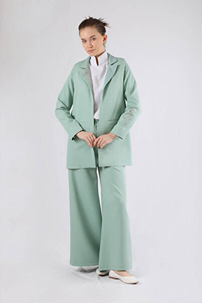 ZÜLAYS Taşlı Ceket Takım Mint