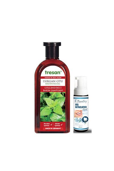 Tresan 300 ml Nettle Strengthening Care Shampoo - For Normal and Dry Hair, Tooth Whitening