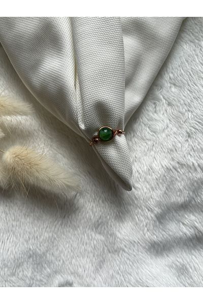PelvedDesign Green agate adjustable handmade wire ring