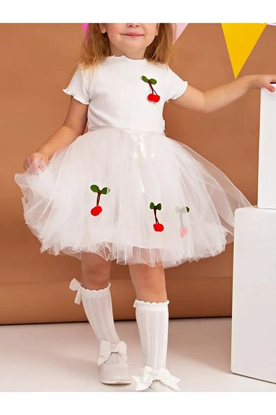 nc gift Κοντό μανίκι με βαμβακερή επένδυση Tutu Girl Πριγκίπισσα από τούλι φόρεμα