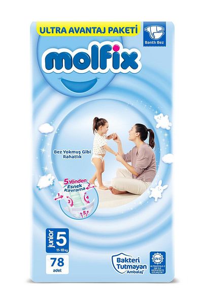 Molfix Baby Diapers 5 Junior 11-18 Kg 78 Pieces Opportunity Pack