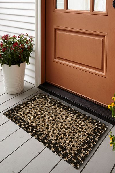 Vagonik Leopard Patterned Jute Detailed PVC Based Thick Door Mat 45x75