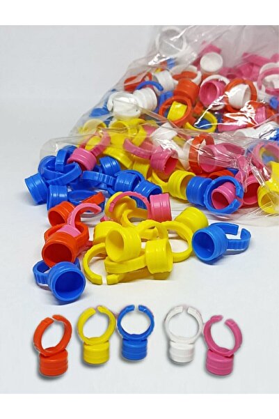 NEF Kozmetik 100 Adet Microblading Kalıcı Makyaj Boya Koyma Potu Yüzük 5 Renk